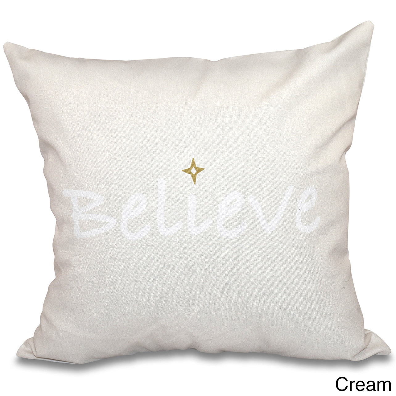 Believe Word Print 18 Inch Throw Pillow