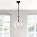 Belinda Matte Black Finish Single Light Clear Glass Pendant Chandelier