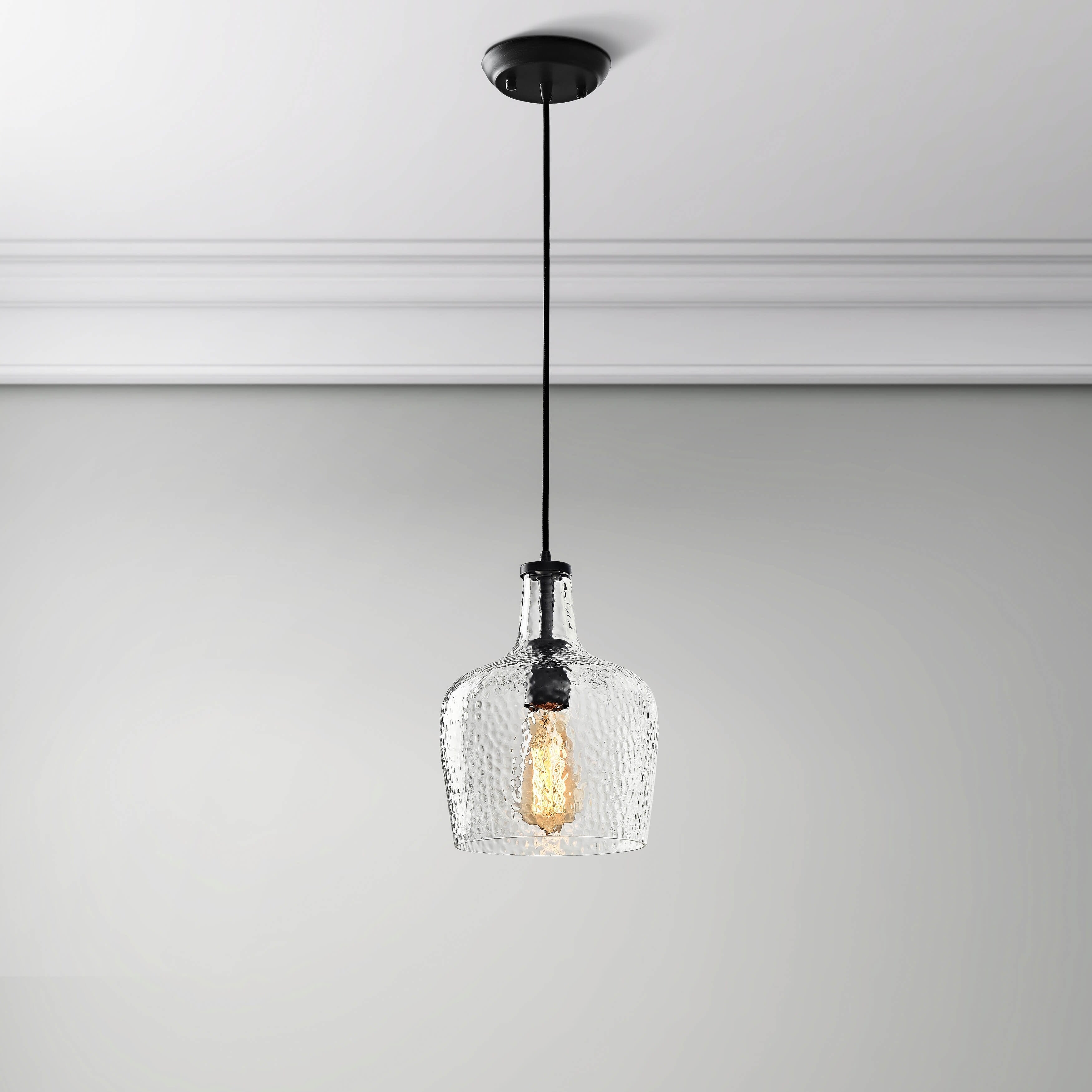 Belinda Antique Black Mouth Blown Clear Glass Pendant Chandelier