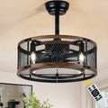 Bella Depot 19 Industrial Metal Cage Ceiling Fan With Light And Remote 18.9