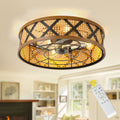 Bella Depot 23 Rustic Reattan Drum Ceiling Fan With Light And Remote 6 Speed