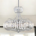 Bellamy Chrome 28 Inch 6 Light Lighted Ceiling Fan Fandelier With Crystal Shade Includes Remote And Light Kit
