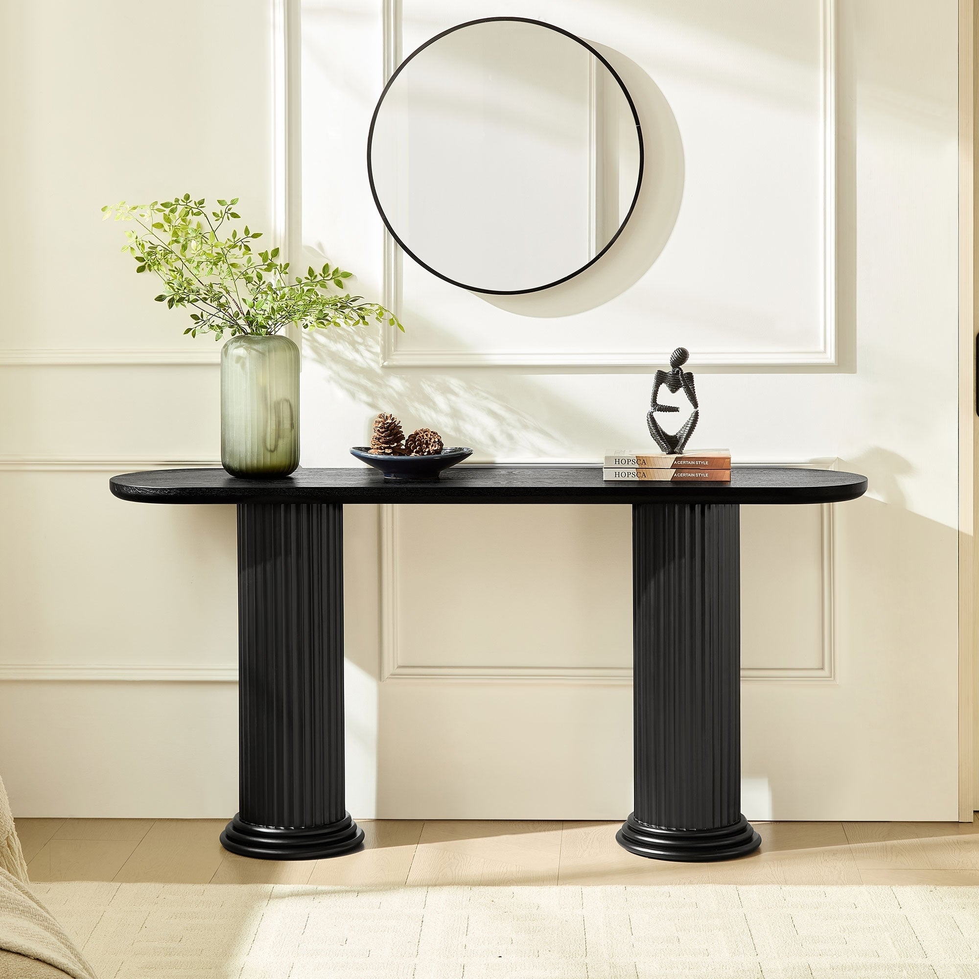 Bellaridge Console Table Mdf With Roman Style Column Legs And Wood Veneer Finish By Gdfstudio
