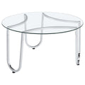 Beller Round Tempered Glass Top Cocktail Coffee Table Chrome