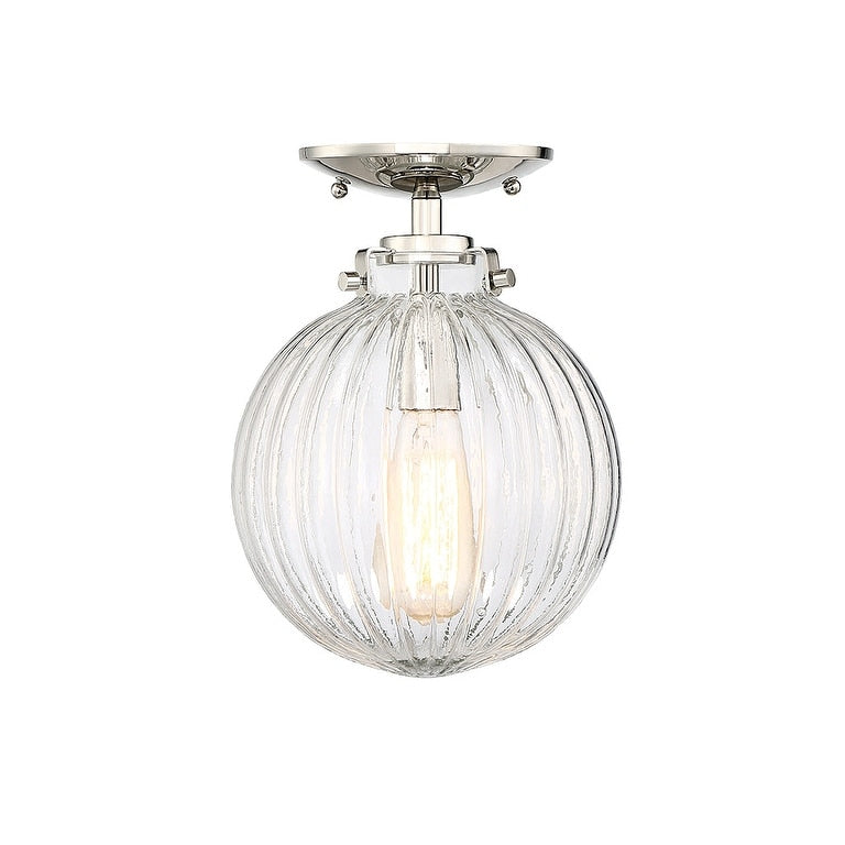 Bellevue Single Light 8 Wide Semi Flush Globe Ceiling Fixture