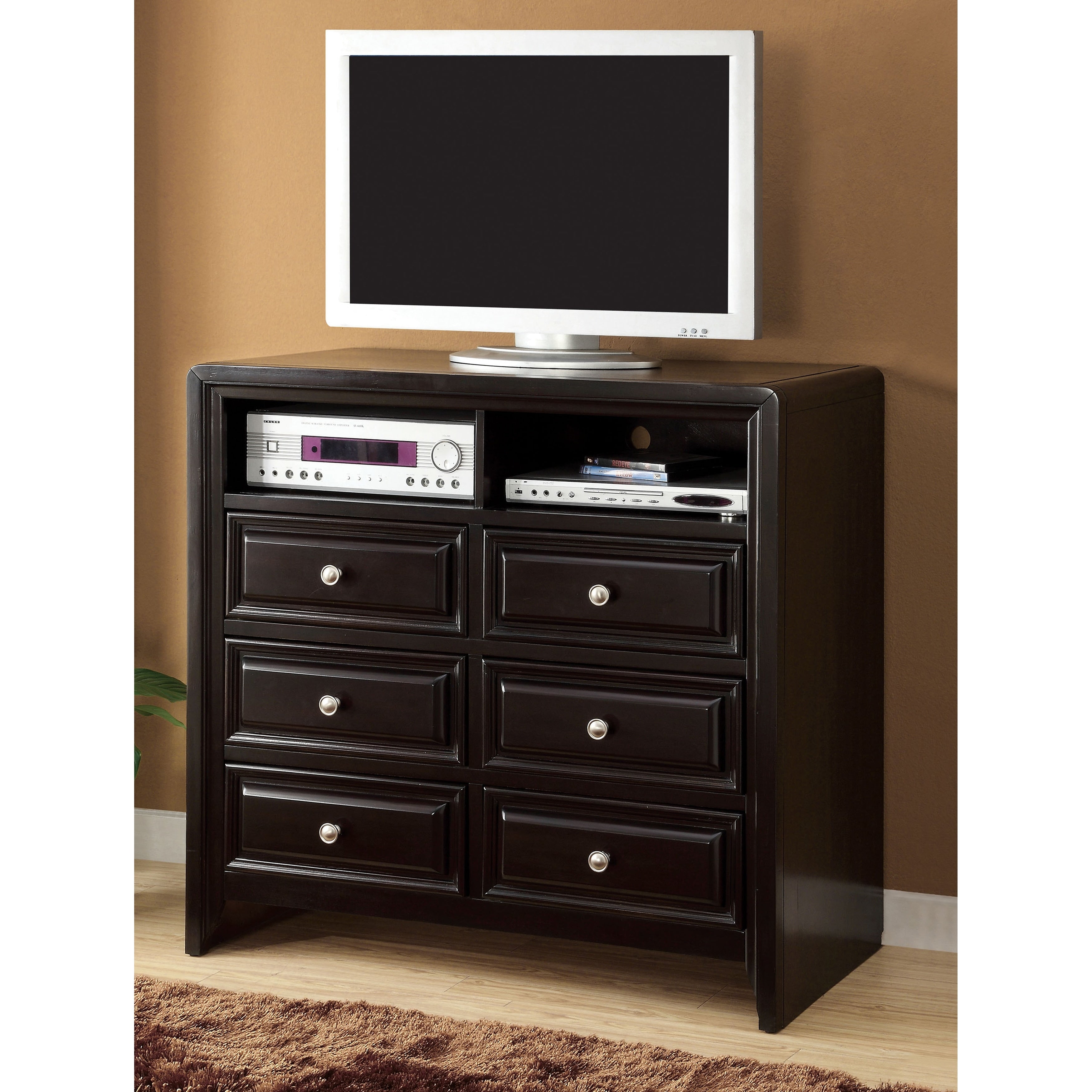 Belliane Transitional Espresso 6 Drawer Media Chest By Foa