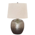 Bellied Metal Body Table Lamp With Splotched Details Brass And Cream
