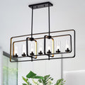 Belline Matte Black Gold 7 Light Chandelier With Glass Pillar Shades