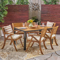 Bellmill Outdoor 6 Seater Rectangular Acacia Wood And Iron Dining Set By Christopher Knight Home