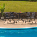 Havenside Home Bellport 5 Piece Round Metal Glass Table With Rattan Chairs Set