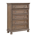 Bely Tall Dresser Chest 5 Drawers Antique Brown Sculpted Frame