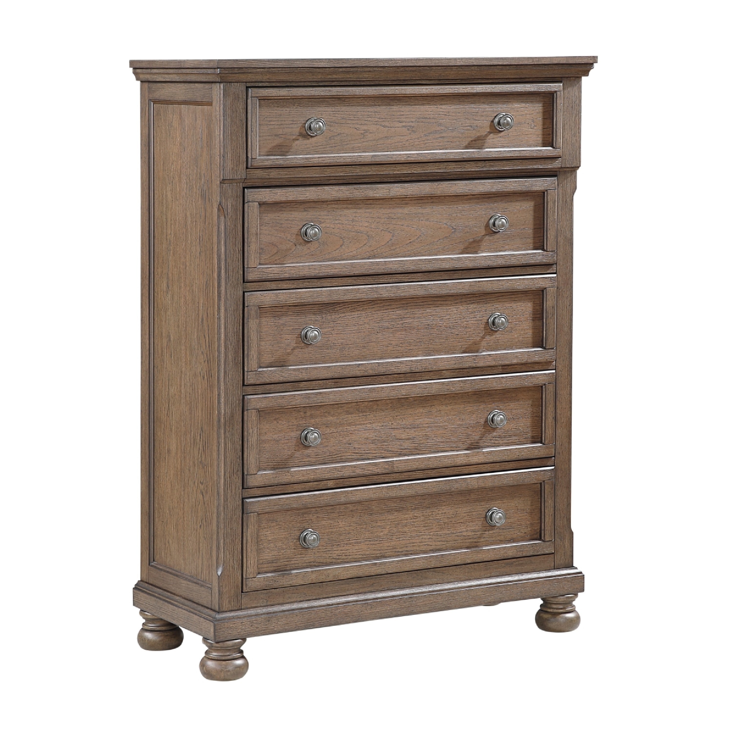 Bely Tall Dresser Chest 5 Drawers Antique Brown Sculpted Frame