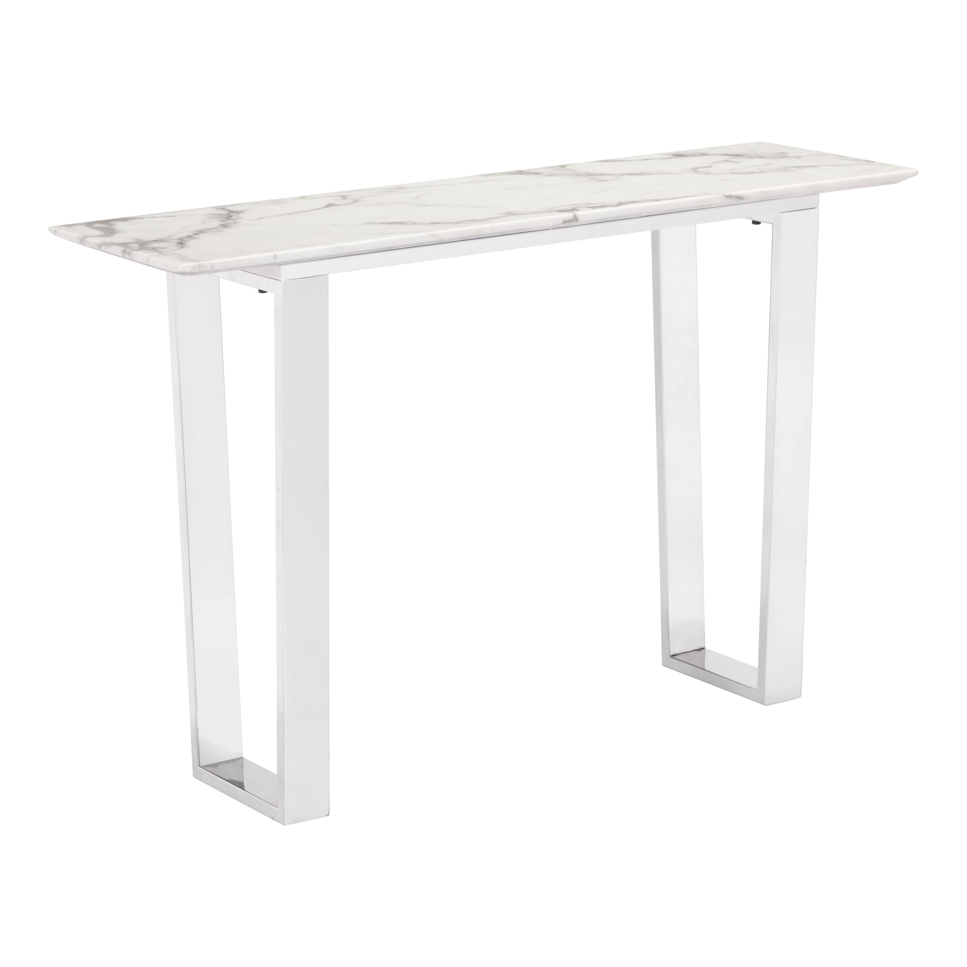 Atlas Console Table Stone Brushed Stainless Steel