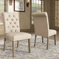 Benchwright Linen Tufted Dining Chair With Grey Finish Legs Set Of 2 By Inspire Q Artisan