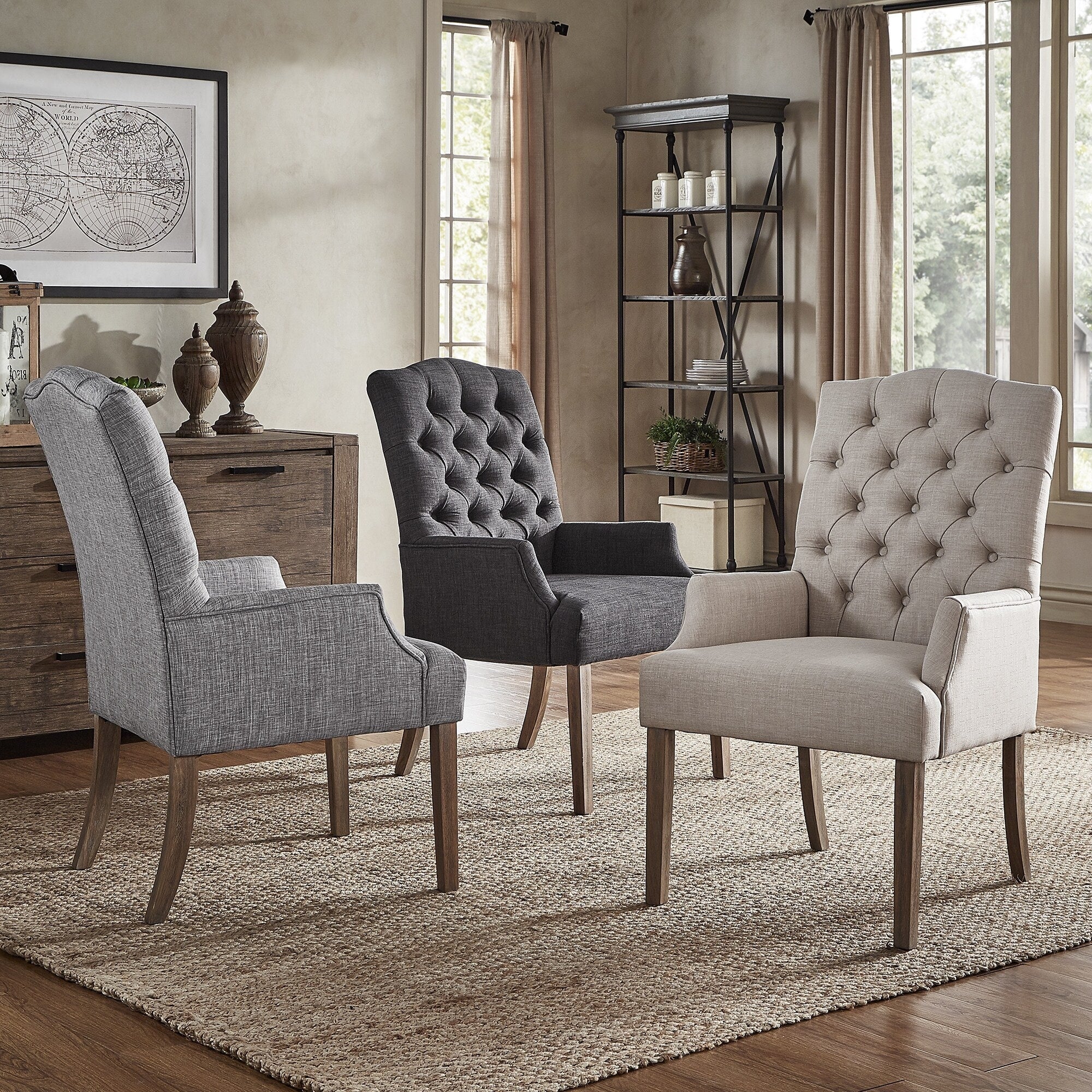 Benchwright Premium Tufted Linen Dining Arm Chair By Inspire Q Artisan