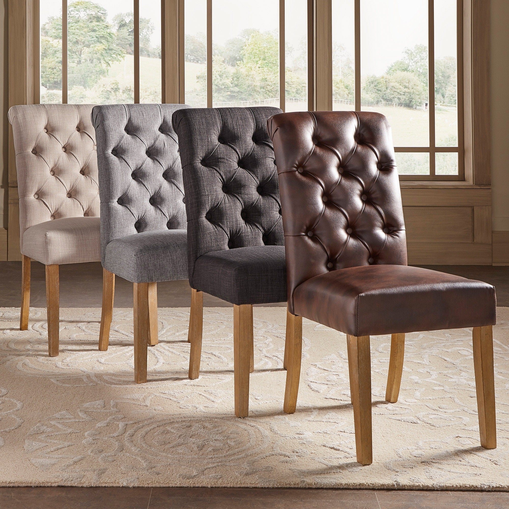 Benchwright Premium Tufted Rolled Back Parsons Chairs Set Of 2 By Inspire Q Artisan