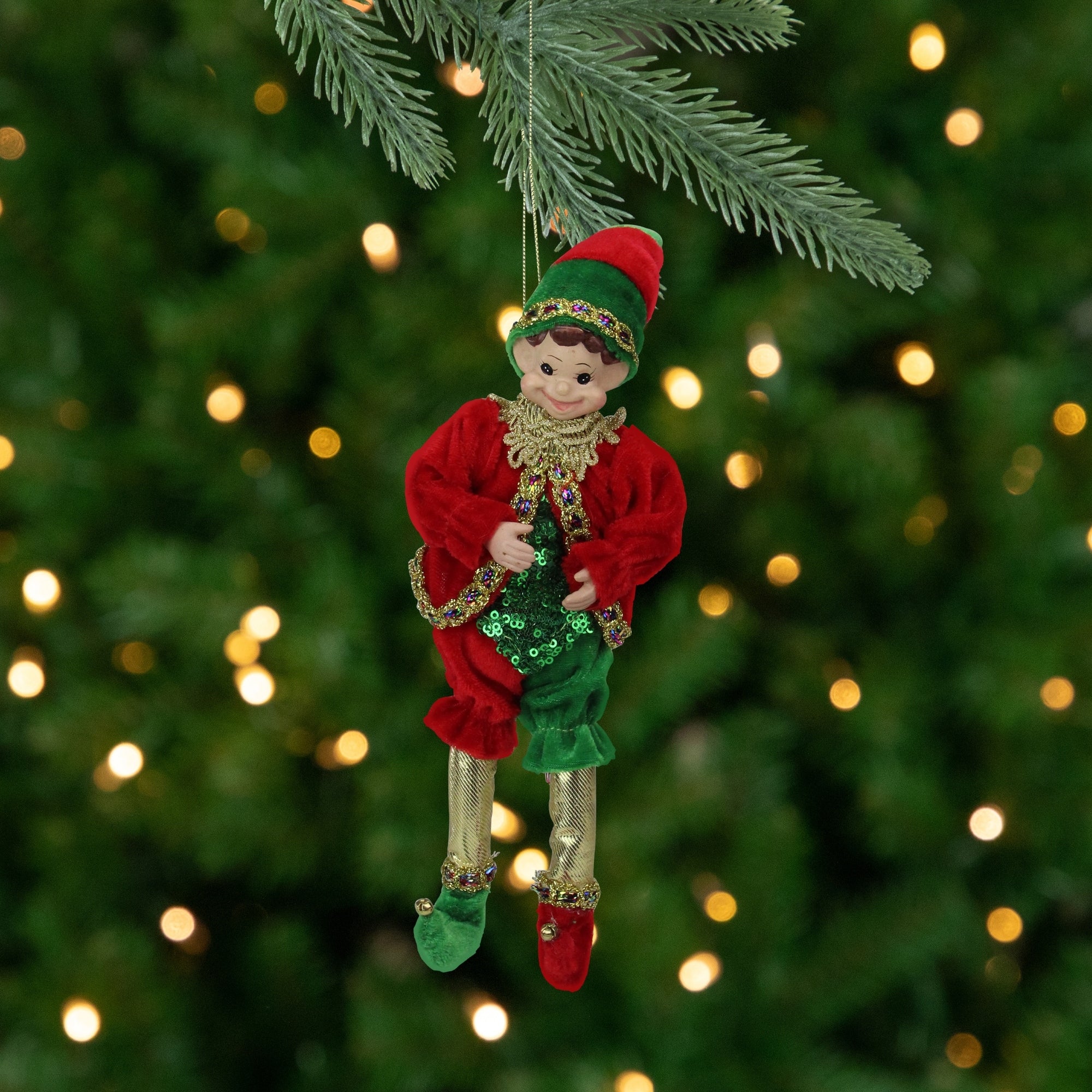 12 Bendable Elf In A Red Green And Gold Suit N A