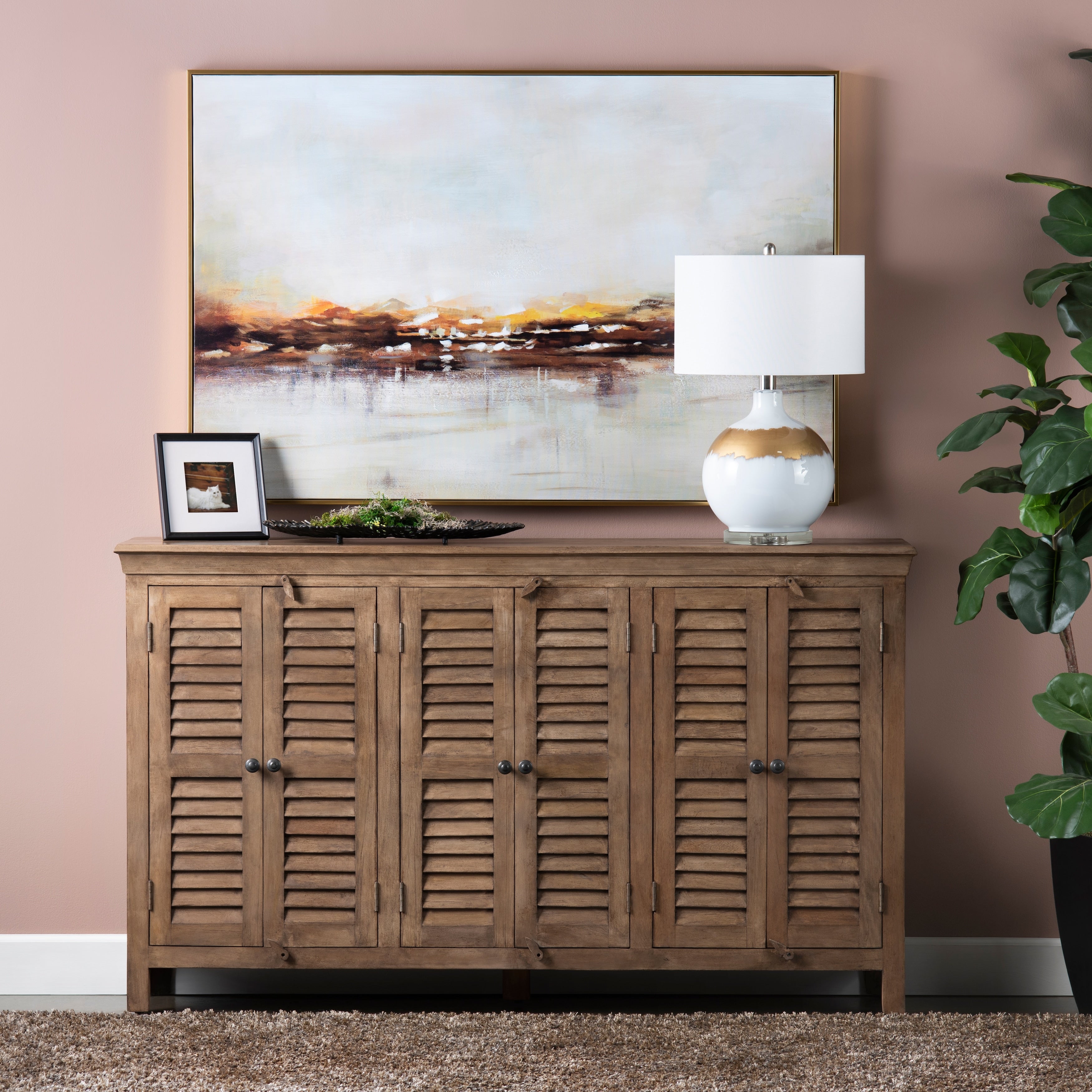 Bengal Manor Aged Patina Mango Wood 6 Door Sideboard