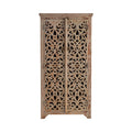 Bengal Manor Mango Wood Hand Carved Open Design 2 Door Tall Cabinet