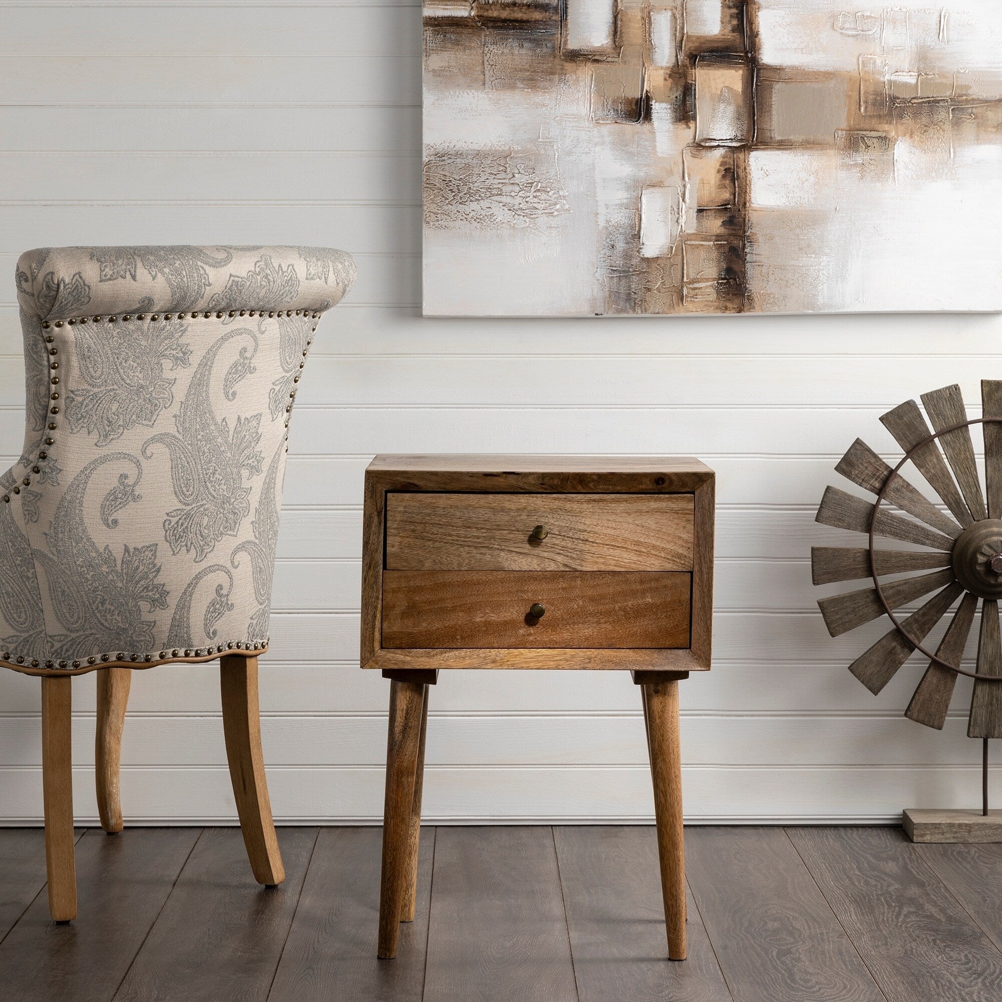 Bengal Manor Natural Mango Wood 2 Drawer Accent Table