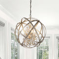 Benita Antique Copper 4 Light Metal Globe Crystal Chandelier