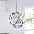 Benita Silver 3 Light Metal Globe Crystal Chandelier