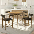 Bennet 5 Piece Pub Wood Dining Set With Walnut Finished Top Table And Faux Leather Counter Height Bar Stools