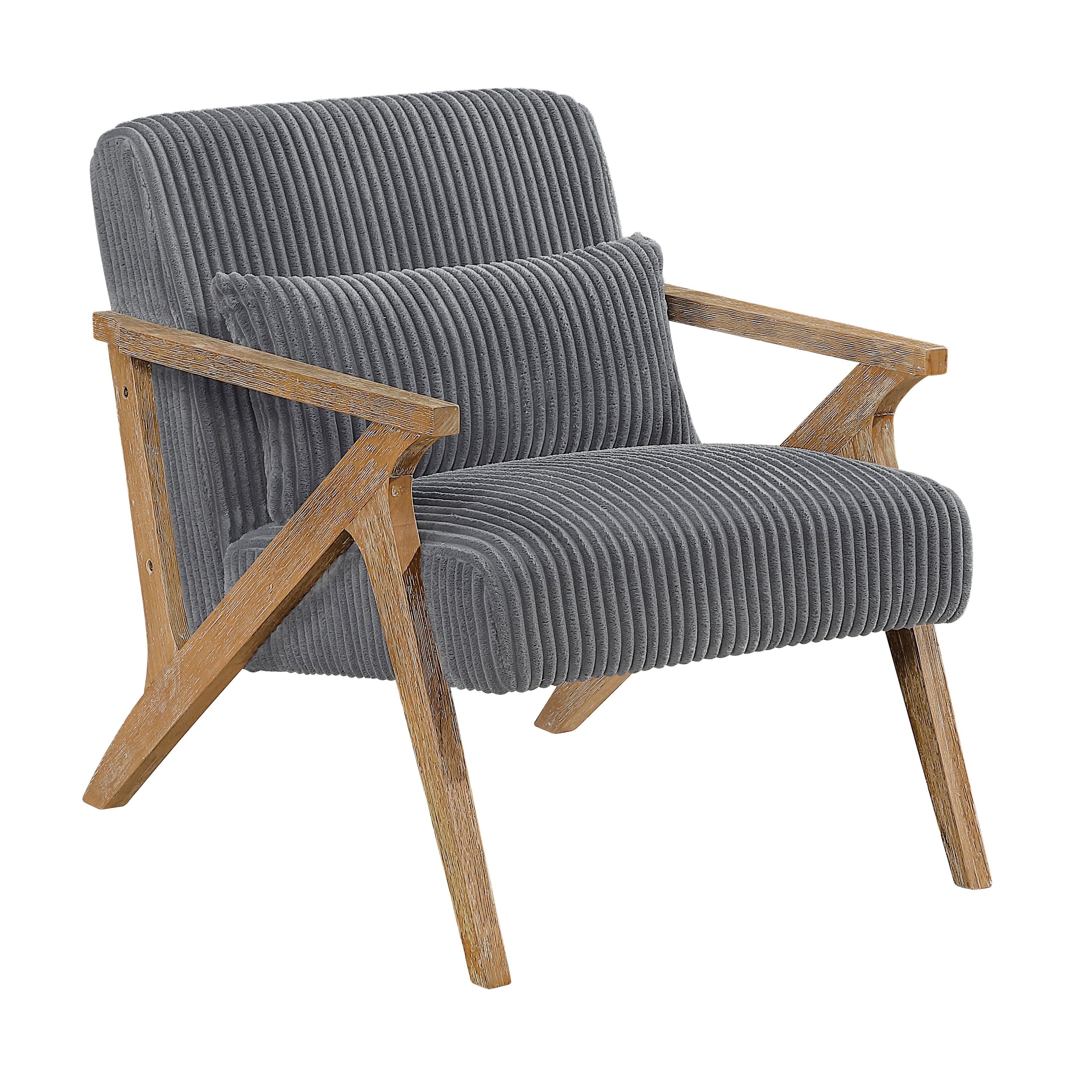 Bennett 27 Corduroy Accent Chair With Wood Frame Matching Pillow