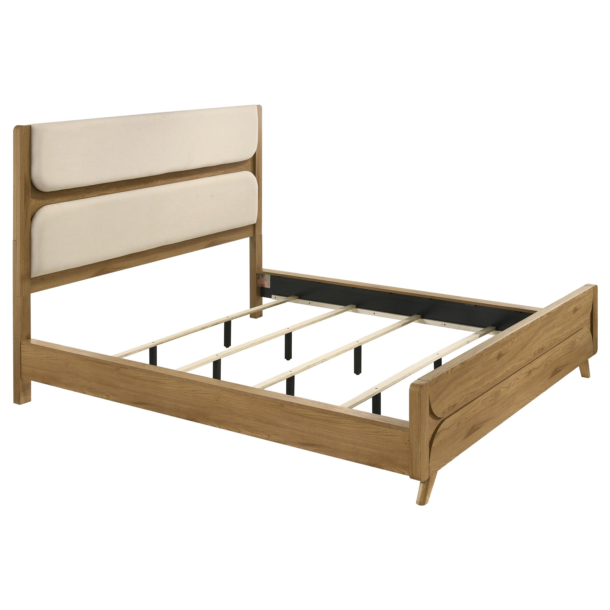 Bennett 62 Inch Upholstered Panel Bed Cream And Light Oak