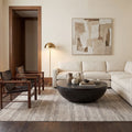 Bennett Modern Linear Ladder Stitch Ivory Brown Area Rug