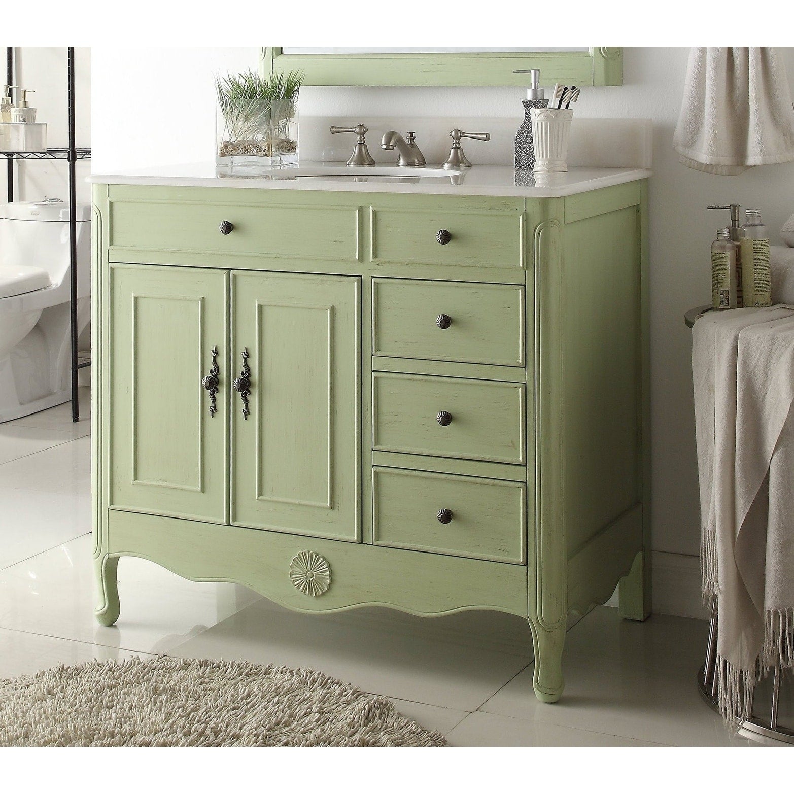 38 Benton Collection Fayetteville Distressed Green Bath Vanity Bs