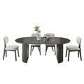 Beny 5Pc Dining Set 80 Inch Oval Table Low Back Chairs Dark Oak Gray