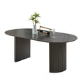 Beny Dining Table 80 Inch Oval Top Dual Pedestal Base Dark Gray Oak