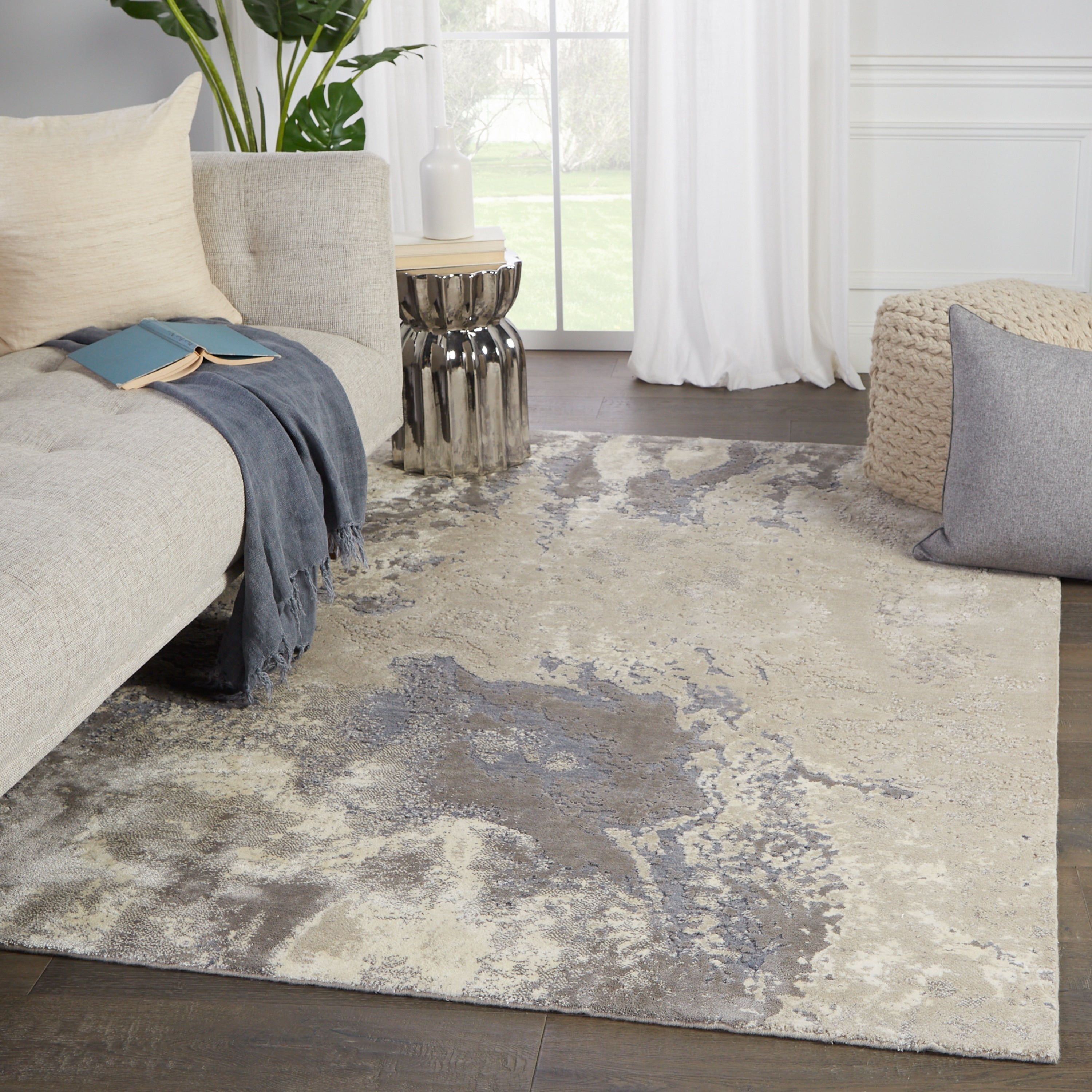 Bering Abstract Gray Beige Area Rug