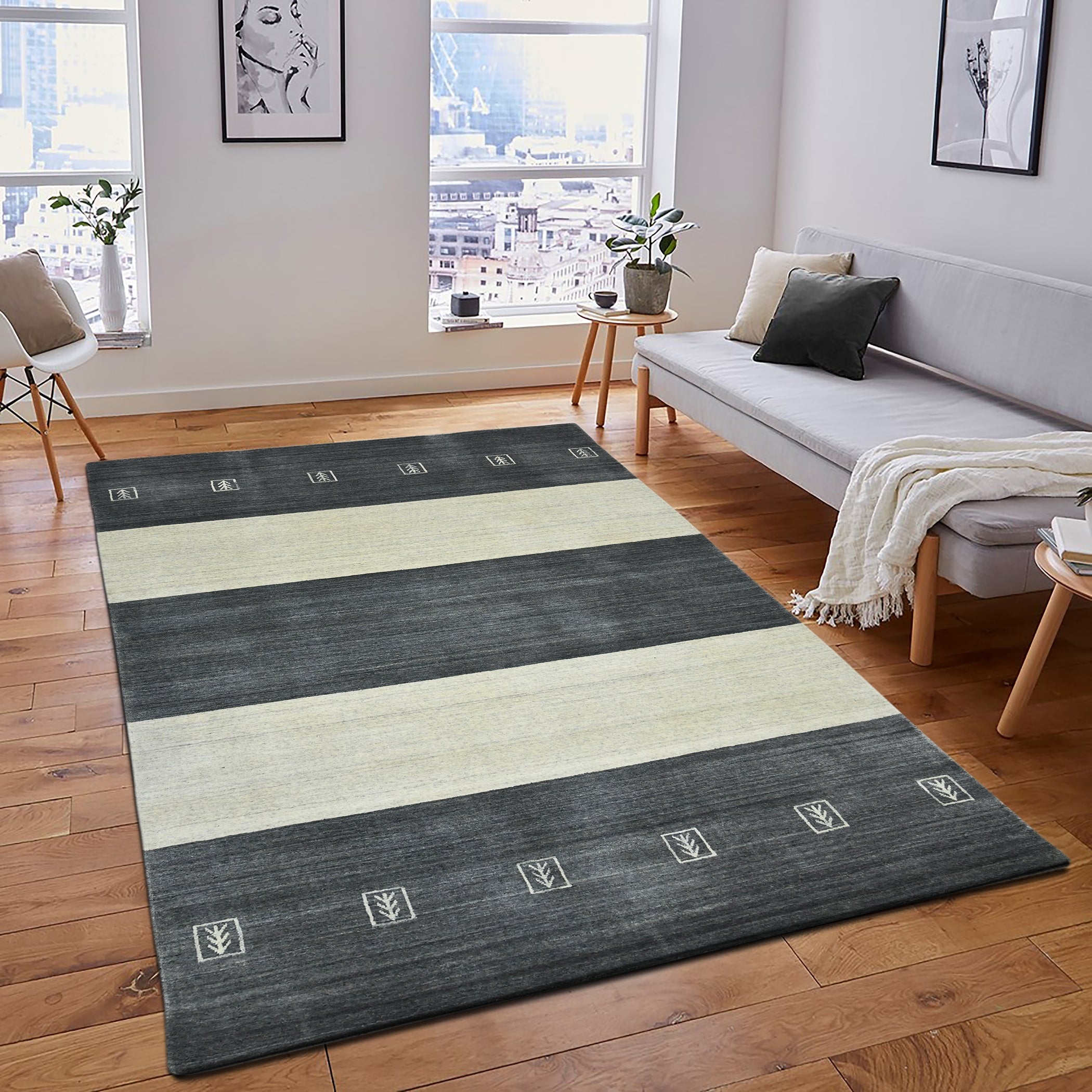 Hand Woven Berkley Charcoal Blended New Zealand Wool And Art Silk Area Rug 10 X 14