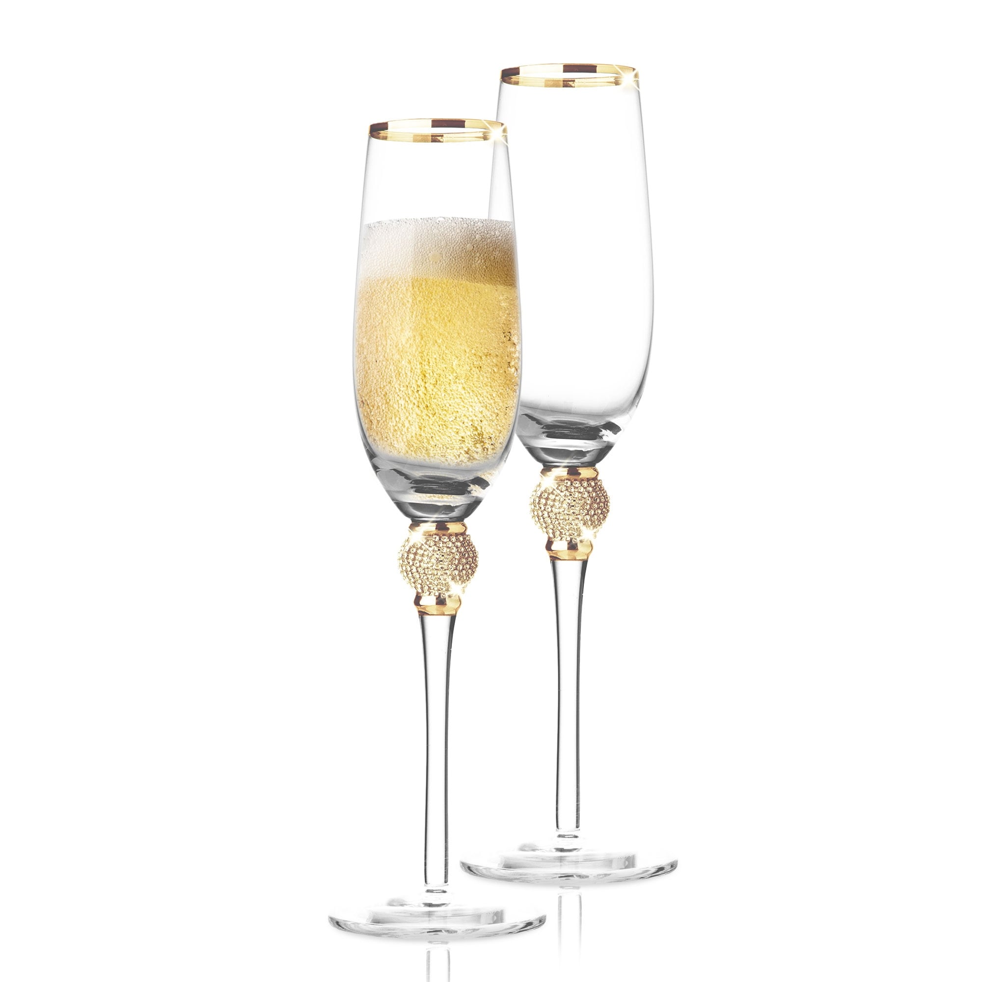Cheer Collection Crystal Champagne Glass With Gold Rim