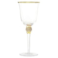 Cheer Collection Elegant Sparkling Studded Long Stem Rose Wine Glass With Gold Rim