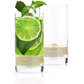 Cheer Collection Luxurious Highball Cocktail Sparkling Diamond Studded Glasses