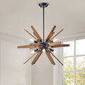 The Lighting Store Bernice Antique Black Iron Wood 6 Light Chandelier