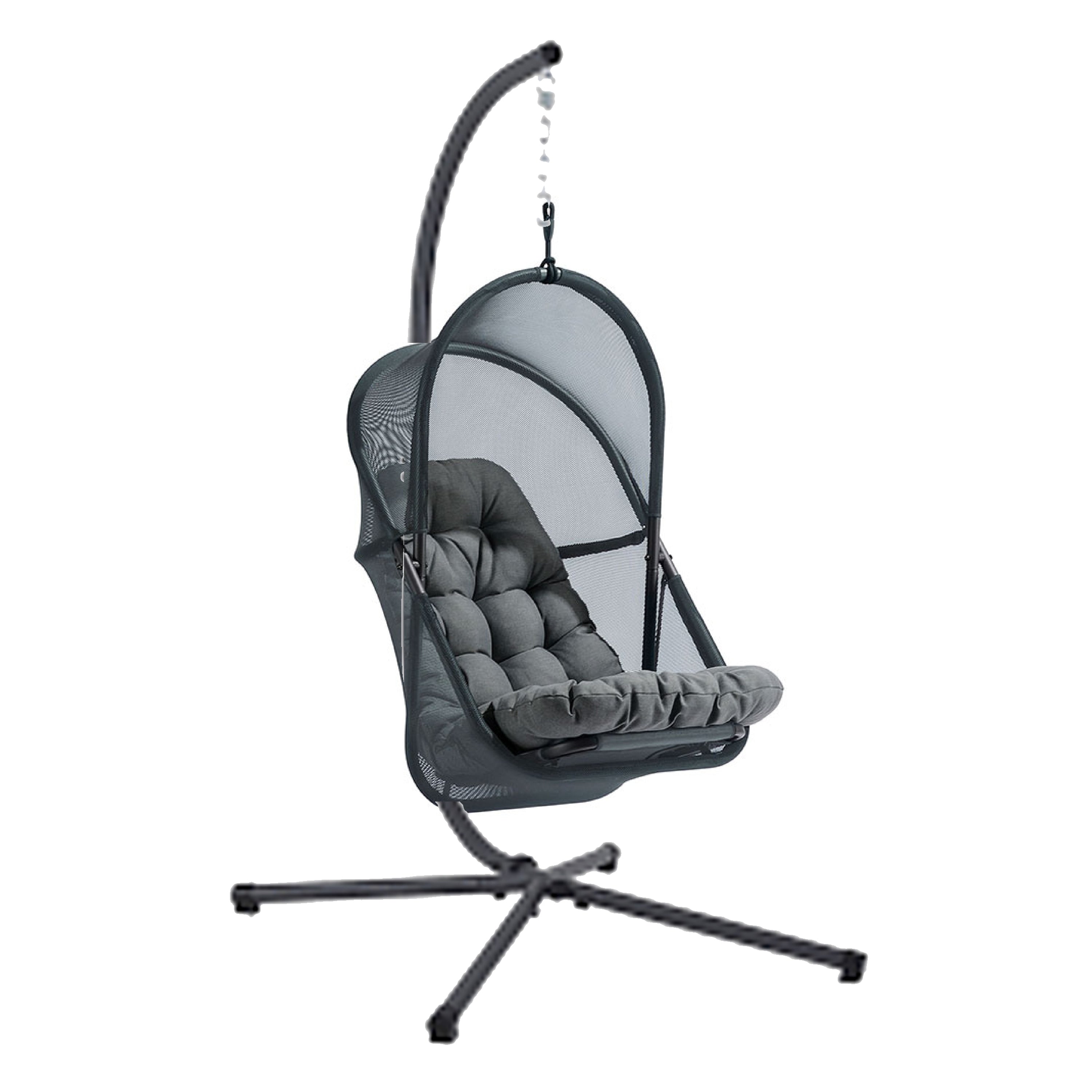 Bery Outdoor Swing Chair With Foldable Stand Dark Gray Cushion