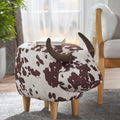 Bessie Fabric Cow Patterned Ottoman By Christopher Knight Home