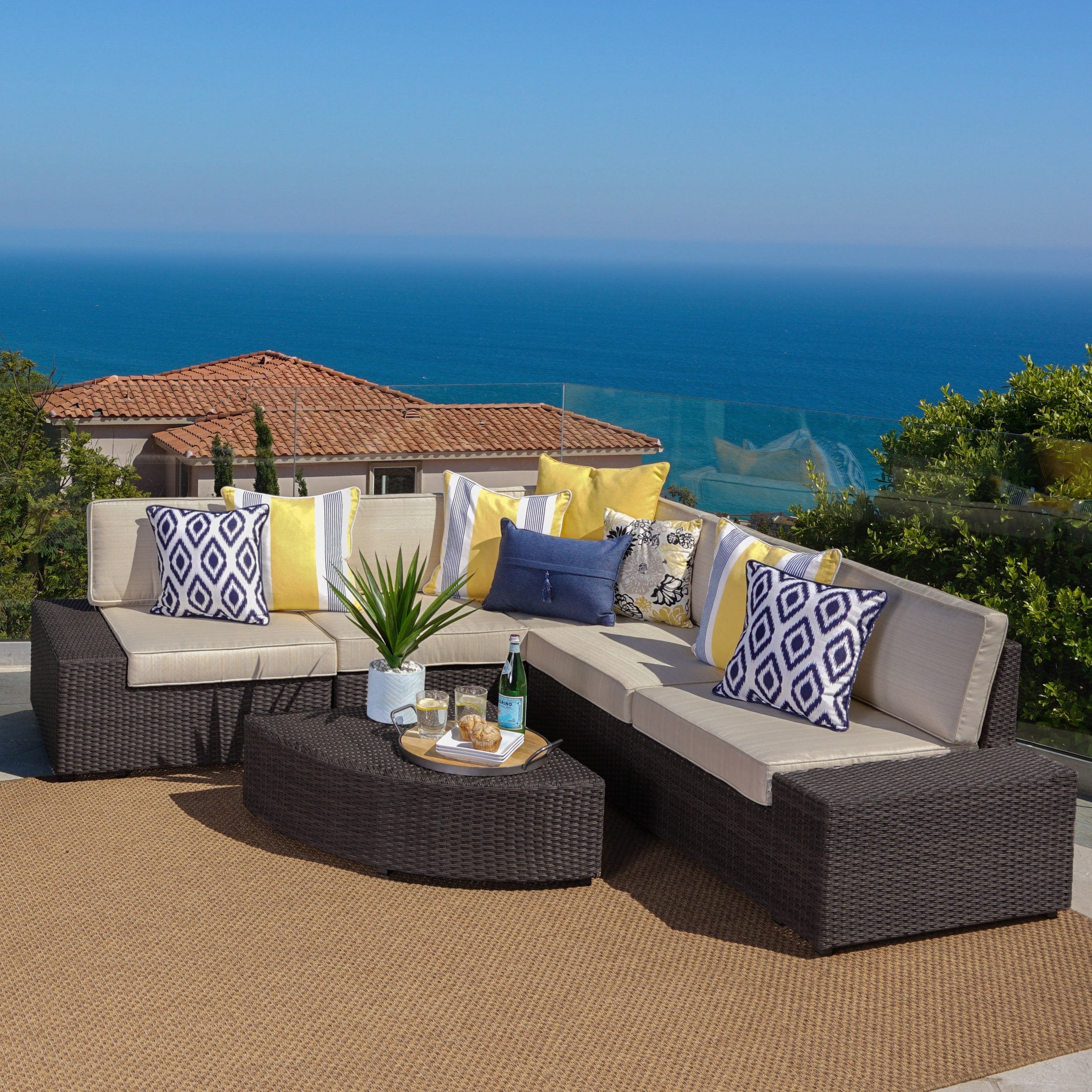 Havenside Home Best Sail Bridge Outdoor 6 Piece Wicker Sofa Set