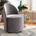 Bethel Grey Velvet Rolling Accent Chair