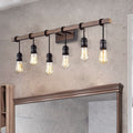Betisa 6 Light Antique Black And Faux Wood Grain Finish Wall Sconce