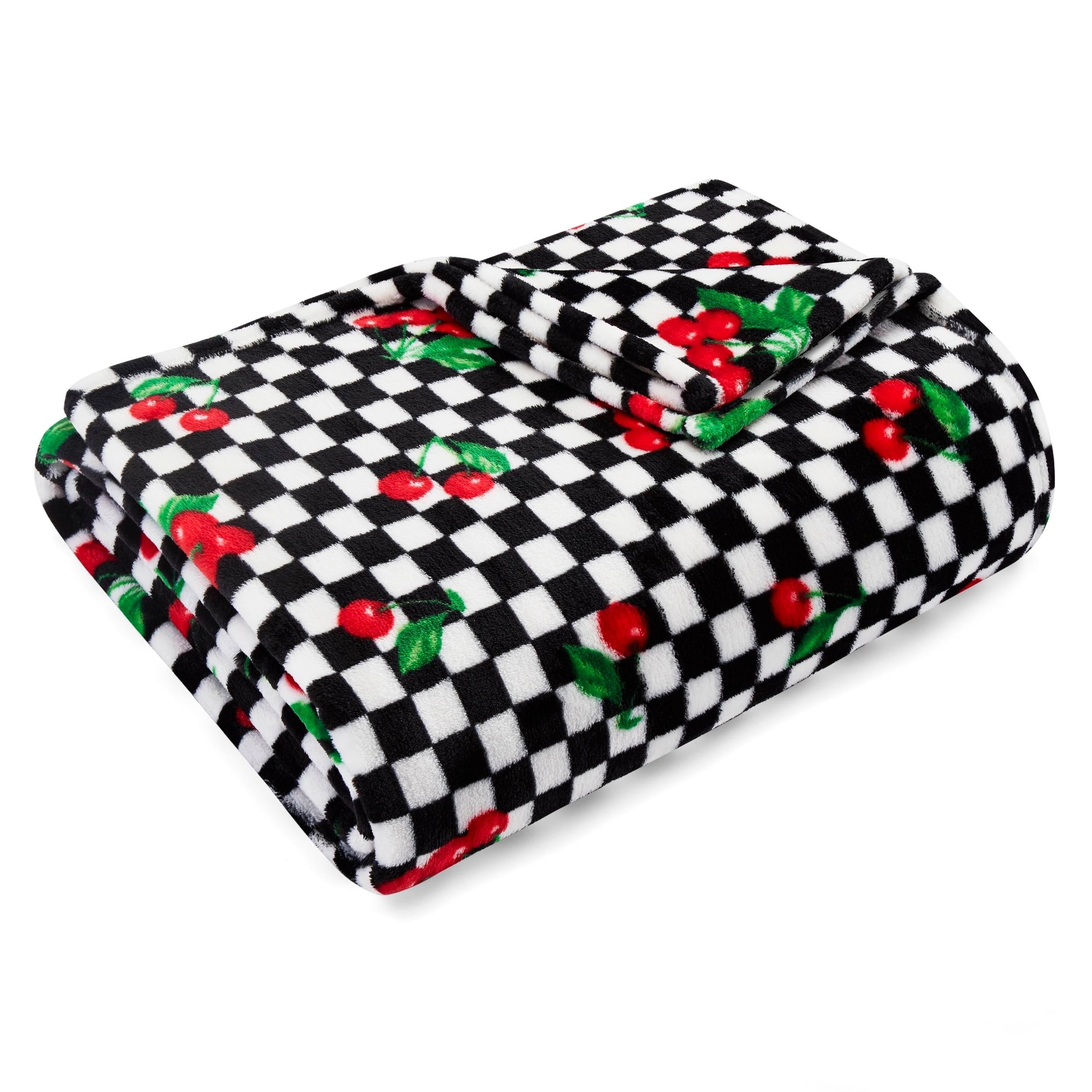 Betsey Johnson Cherry Checker Ultra Soft Plush Throw 50X70