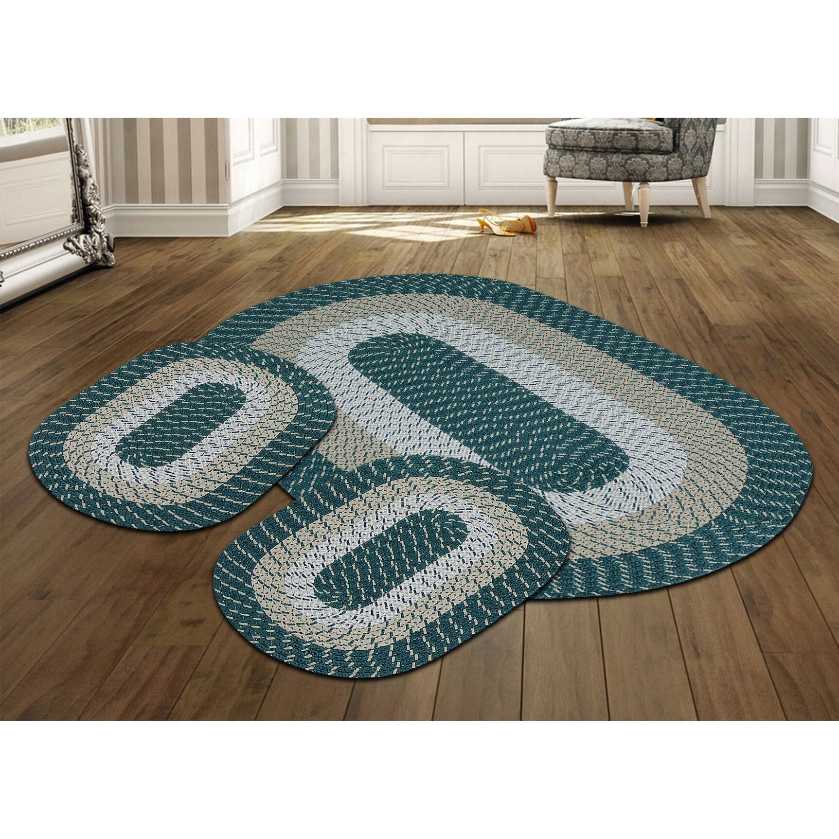 Better Trends Country Braid Collection 3Pc Set Durable Resistant Reversible Indoor Area Rug 100 Polypropylene Vibrant Colors