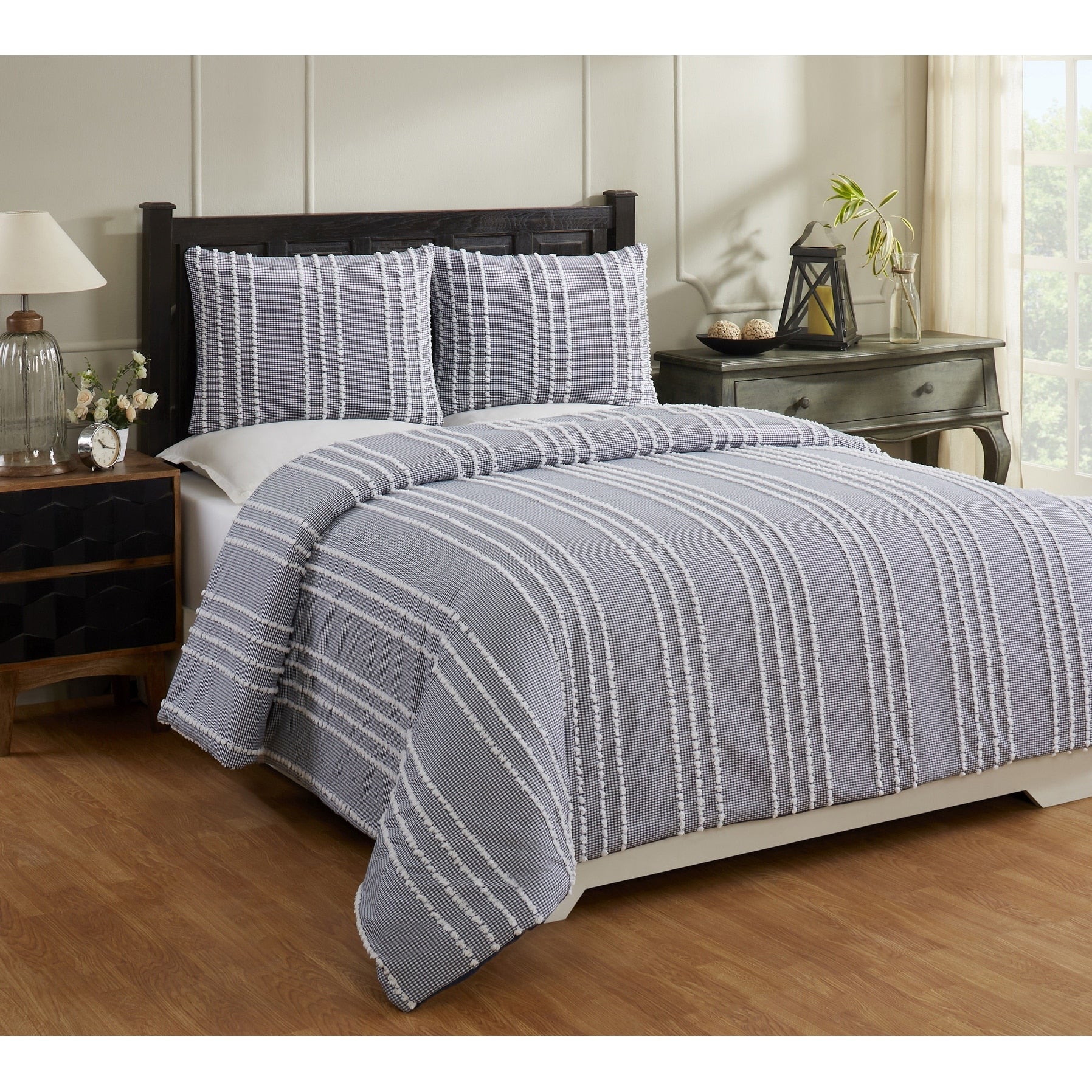 Better Trends Winston Collection In Stripes Design 100 Cotton Tufted Chenille Comforter