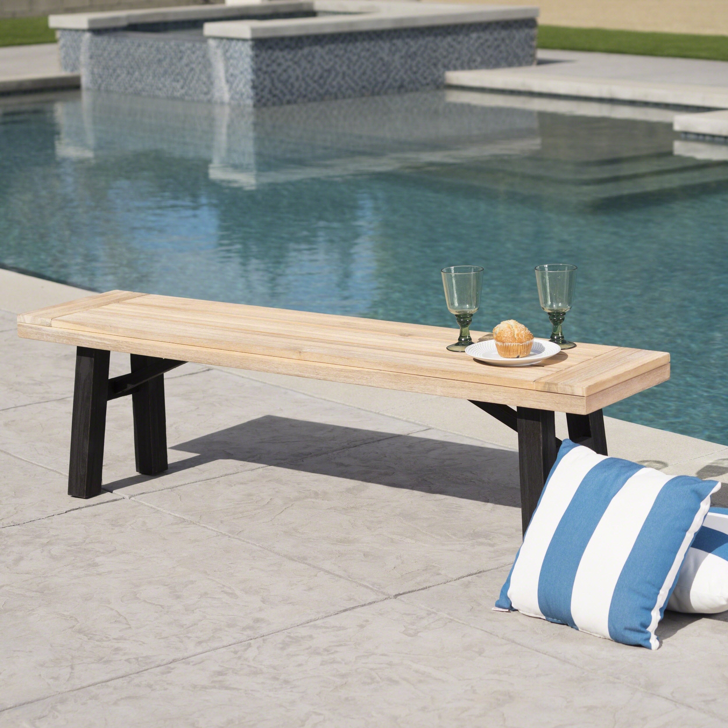 Bettina Outdoor Acacia Wood Rustic Bench By Christopher Knight Home