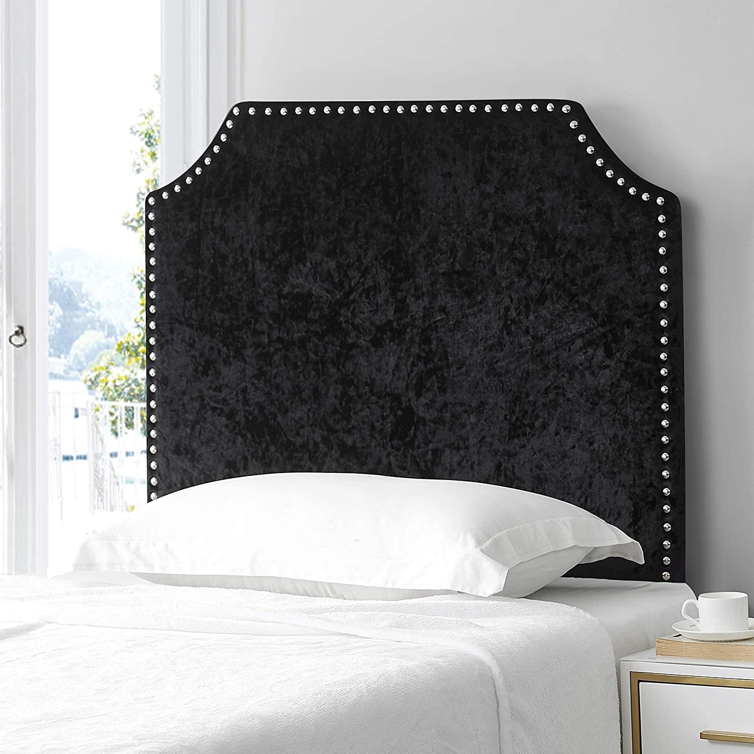 Bevel Tacked Plush College Headboard Velvet Crush