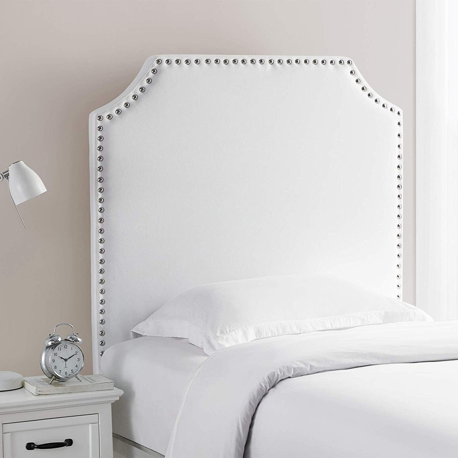 Bevel Tacked Plush College Headboard White